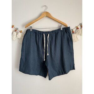 Alex Crane Bi 100% Linen Drawstring Shorts Dusk 2 Navy Resortwear Beach Mens XXL
